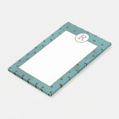 Monogrammen, blauwgroen met bruine stippen post-it® notes (Schuin)