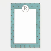 Monogrammen, blauwgroen met bruine stippen post-it® notes (Voorkant)