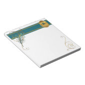Monogrammen Blauwgroen pacock met Gold Notes Notitieblok (Schuin)