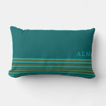 Monogrammen Blauwgroen turquoise & Oranje Stripe