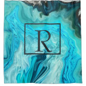 Monogrammen Blauwgroen Witte grijze Agate Stone Ab Douchegordijn (Voorkant)