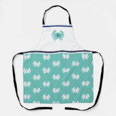 Monogrammen Blauwgroen witte marineblauw krab Naut Schort (Voorkant)