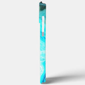 Monogrammen Blauwgroen witte patronen Agate Artsti Case-Mate iPhone Case (Achterkant / Links)