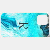 Monogrammen Blauwgroen witte patronen Agate Artsti Case-Mate iPhone Case (Achterkant (horizontaal))