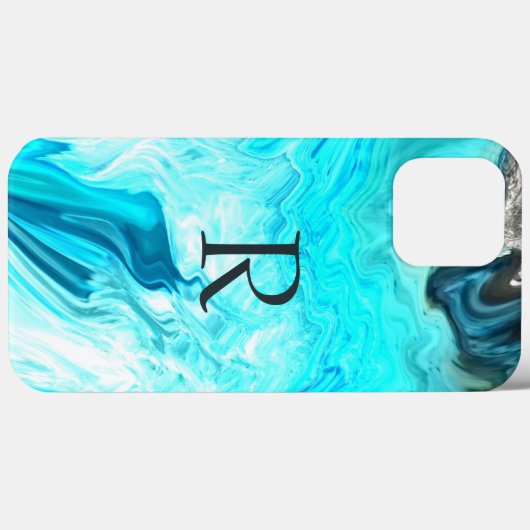 Monogrammen Blauwgroen witte patronen Agate Artsti Case-Mate iPhone Case (Achterkant (horizontaal))