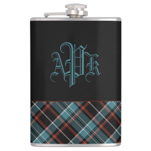 Monogrammen Blauwgroen, zwart en rood Heupfles