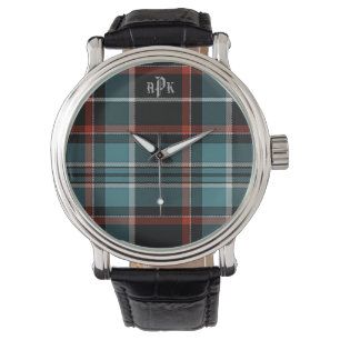 Monogrammen Blauwgroen, zwart en rood Horloge