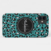 Monogrammen Blauwgroen Zwart Witte Patroon Case-Mate iPhone Case (Achterkant (horizontaal))