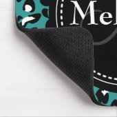 Monogrammen Blauwgroen Zwart Witte Patroon Muismat (Hoek)