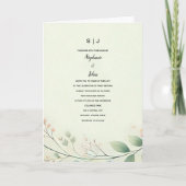 Monogrammen Bloembladeren Beige Sage Green Wedding (Voorkant)