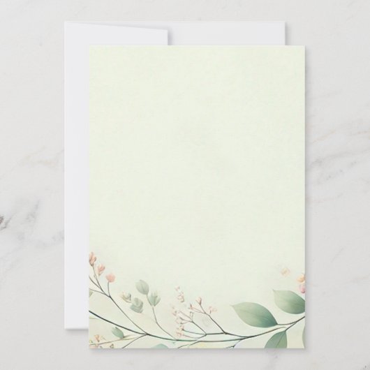 Monogrammen Bloemen Bladeren Wijze Groen Beige Huw Kaart (Achterkant)