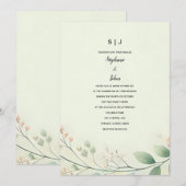 Monogrammen Bloemen Bladeren Wijze Groen Beige Huw Kaart (Voorkant / Achterkant)