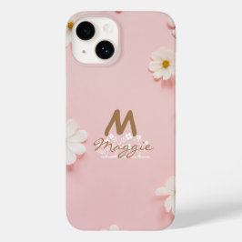 Monogrammen  bloemen schattig roze fotografie Case-Mate iPhone 14 hoesje