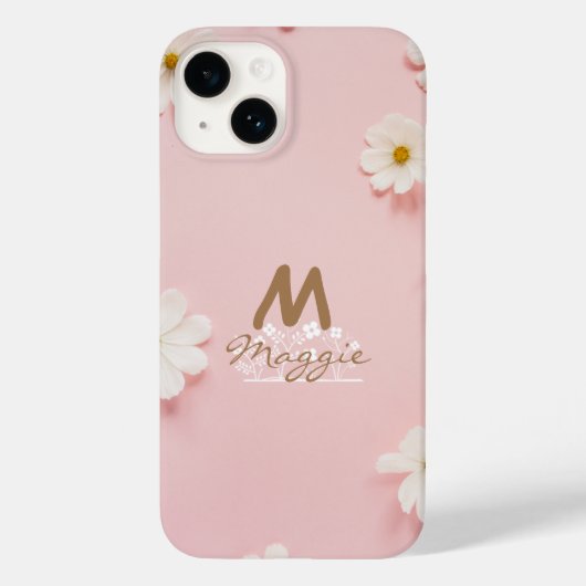 Monogrammen bloemen schattig roze fotografie Case-Mate iPhone case (Achterkant)