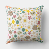 Monogrammen bloemen zoemen kindermeisje roze sinaa kussen (Achterkant)