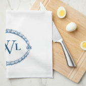 Monogrammen Blue French Country Kitchen Dish Towel Theedoek (Quarter Fold)