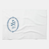 Monogrammen Blue French Country Kitchen Dish Towel Theedoek (Horizontaal)