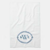 Monogrammen Blue French Country Kitchen Dish Towel Theedoek (Verticaal)