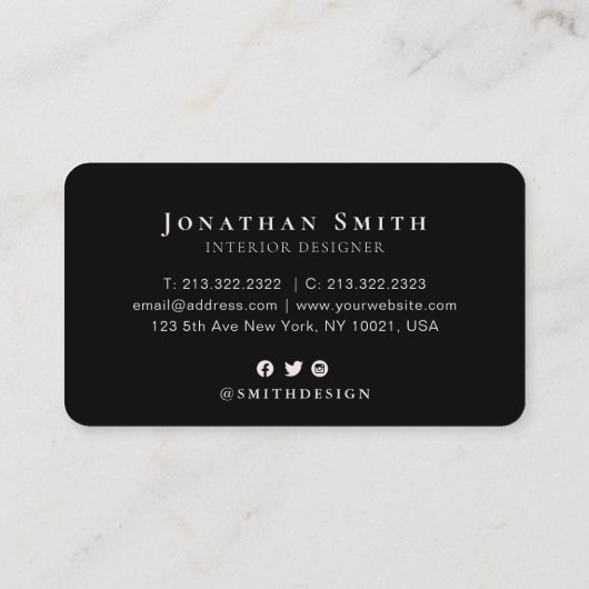 Monogrammen Blue Roos Gold Landscape Social Media Visitekaartje (Achterkant)