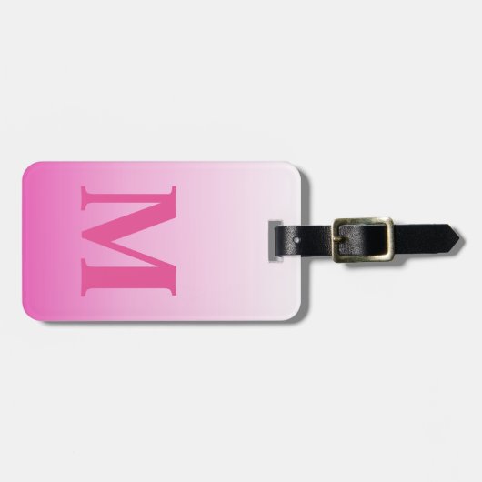 Monogrammen Blush Pink Magenta Cherry Blossom Pink Bagagelabel (Voorkant horizontaal)