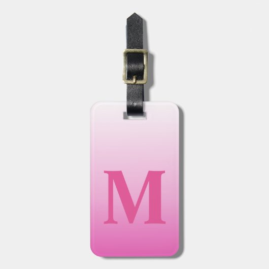 Monogrammen Blush Pink Magenta Cherry Blossom Pink Bagagelabel (Voorkant verticaal)