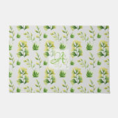 Monogrammen botanische bladeren Waterverf Groene D Deurmat (Voorkant)