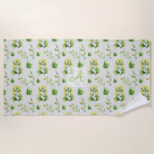 Monogrammen botanische bladeren Waterverf Groene D Strandlaken (Voorkant)