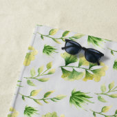 Monogrammen botanische bladeren Waterverf Groene D Strandlaken (In situ)