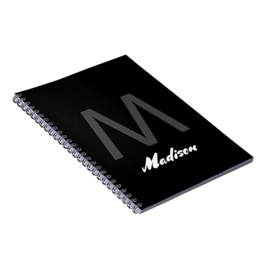 Monogrammen Bruiloft Gift Favor Elegant Custom Zwa Notitieboek (Rechterzijde)