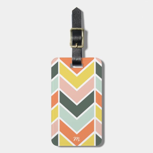 Monogrammen | Cheerful Chevron door Origami-Prints Bagagelabel (Voorkant verticaal)