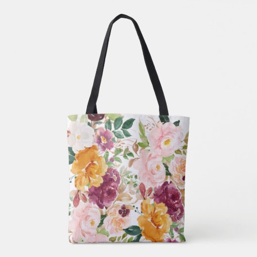 Monogrammen chic floral Patroon Tote Bag (Achterkant)