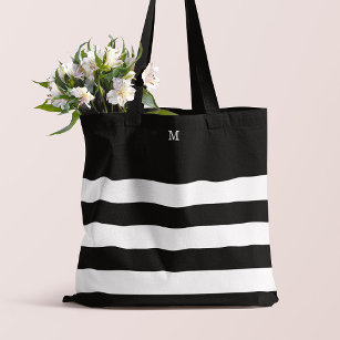 Monogrammen | Chic Stripes Tote Bag