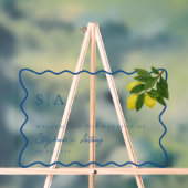 Monogrammen Citrus Citrus, Blauwe Golf Border Wedd Acryl Bord (Neutraal)