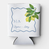 Monogrammen Citrus Citrus, Blauwe Golf Border Wedd Blikjeskoeler (Voorkant)