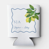 Monogrammen Citrus Citrus, Blauwe Golf Border Wedd Blikjeskoeler (Achterkant)