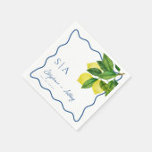 Monogrammen Citrus Citrus, Blauwe Golf Border Wedd Servet (Hoek)