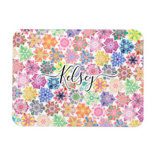 Monogrammen Colorful Boho Mandala Pattern Voeg Naa Magneet