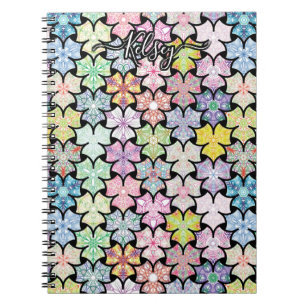 Monogrammen Colorful Boho Mandala Pattern Voeg Naa Notitieboek