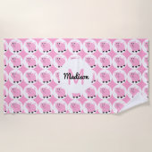 Monogrammen Cute Pink Pig Pattern Girls Animal Strandlaken (Voorkant)