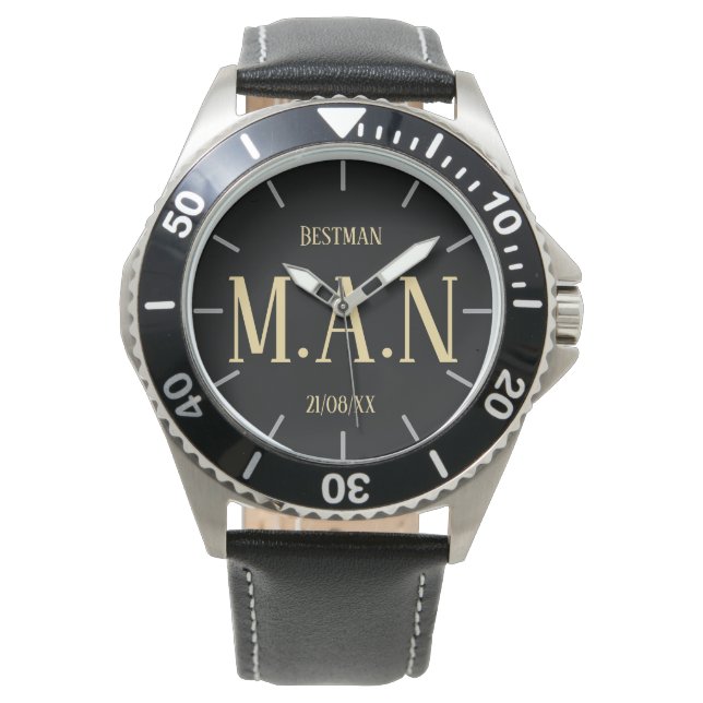 Monogrammen Dank je cadeautjes voor beste mannen Horloge (Voorkant)