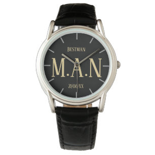 Monogrammen Dank je cadeautjes voor beste mannen Horloge