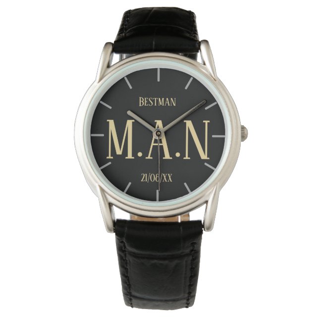 Monogrammen Dank je cadeautjes voor beste mannen Horloge (Voorkant)