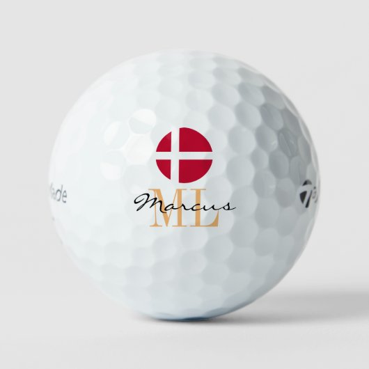 Monogrammen Deense vlag & Deense Golf Balls Golfballen (Voorkant)