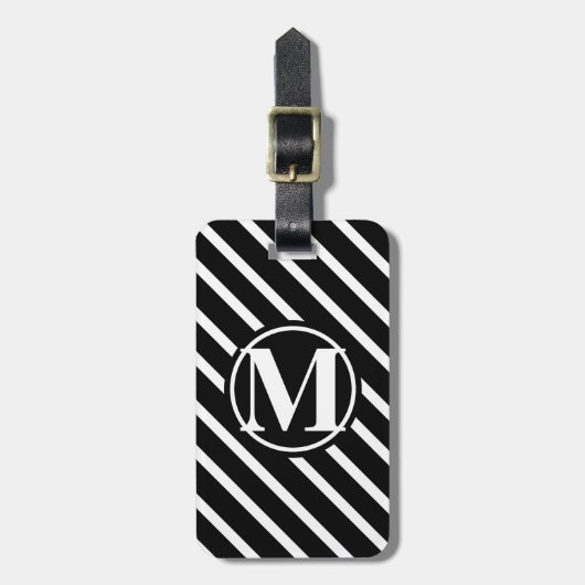 Monogrammen: diagonaal gestreept bagagelabel (Voorkant verticaal)