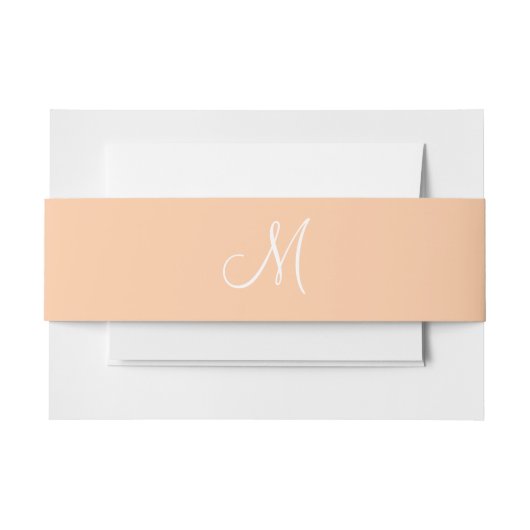 Monogrammen Diep Peach Uitnodigingen Wikkel (Voorkant Voorbeeld)