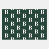 Monogrammen donkergroen aangepast initiaal patroon inpakpapier vel (Voorkant 2)
