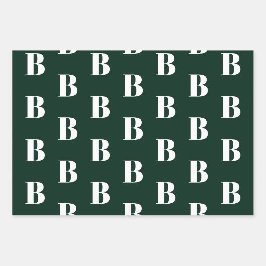 Monogrammen donkergroen aangepast initiaal patroon inpakpapier vel (Voorkant 2)