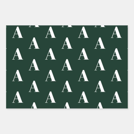 Monogrammen donkergroen aangepast initiaal patroon inpakpapier vel (Voorkant)
