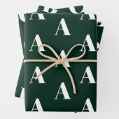 Monogrammen donkergroen aangepast initiaal patroon inpakpapier vel (In situ)