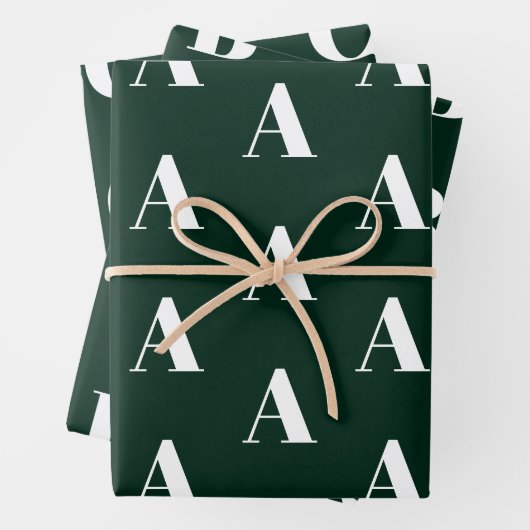Monogrammen donkergroen aangepast initiaal patroon inpakpapier vel (In situ)